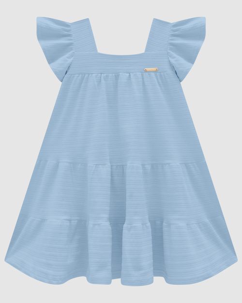 Vestido Menina Decote Quadrado Em Malha Texturizada - Carinhoso