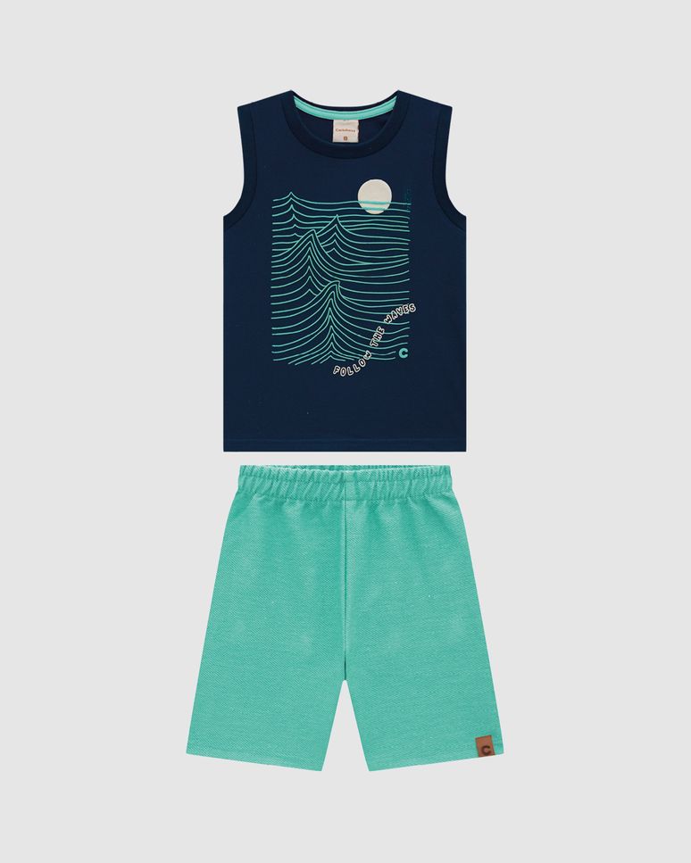 Conjunto Menino Regata Follow The Waves Em Algodão - Carinhoso