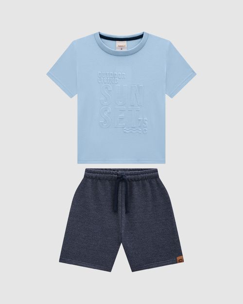 Conjunto Menino Bermuda Em Moletom Texturizado - Carinhoso
