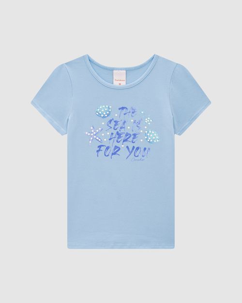 Blusa Menina The Sea Is Here For You Em Algodão - Carinhoso