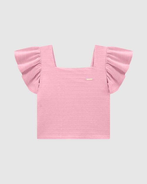 Blusa Menina Costas Lastex Em Malha Texturizada - Carinhoso