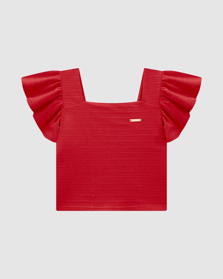Blusa Menina Costas Lastex Em Malha Texturizada - Carinhoso