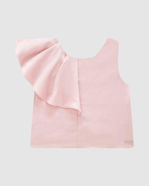 Blusa Menina Babado Assimétrico Em Viscose Lurex - Carinhoso