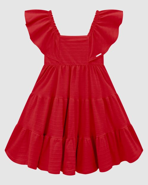 Vestido Menina Amplo Babados Em Malha Texturizada - Carinhoso