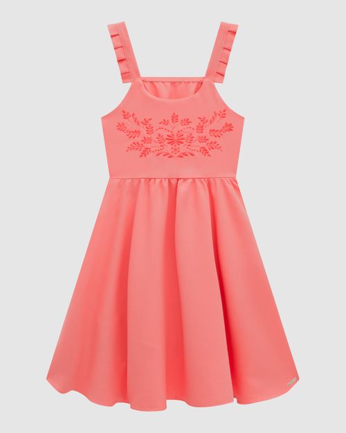 Vestido Menina Bordado No Busto Em Crepe - Carinhoso