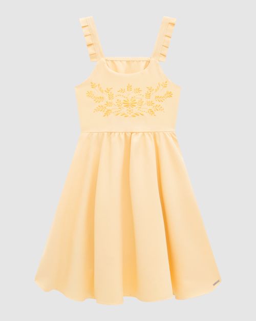 Vestido Menina Bordado No Busto Em Crepe - Carinhoso