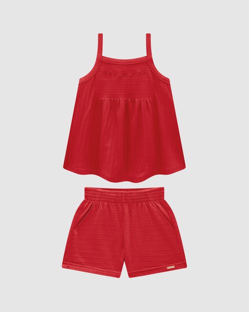 Conjunto Menina Regata E Shorts Em Malha Texturizada - Carinhoso
