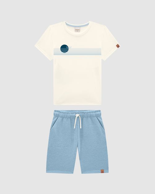 Conjunto Menino Camiseta Estampa Frontal E Bermuda - Carinhoso