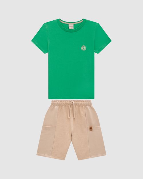 Conjunto Menino Camiseta Estampa Costas Em Algodão - Carinhoso
