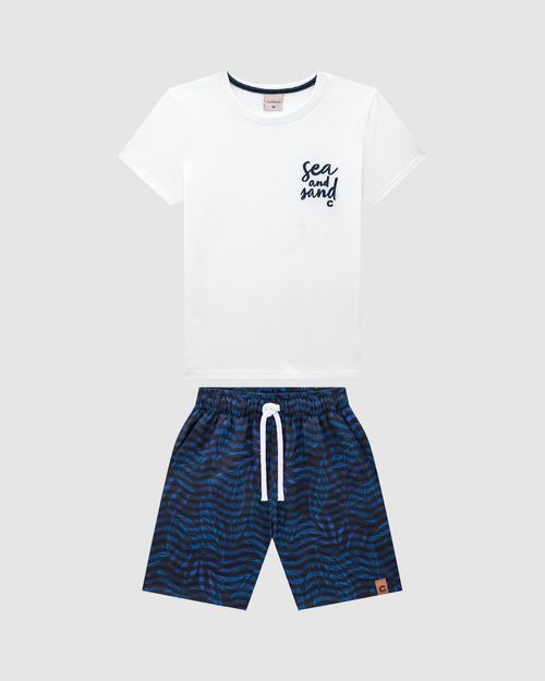 Conjunto Menino Camiseta Sea And Sand Em Algodão - Carinhoso