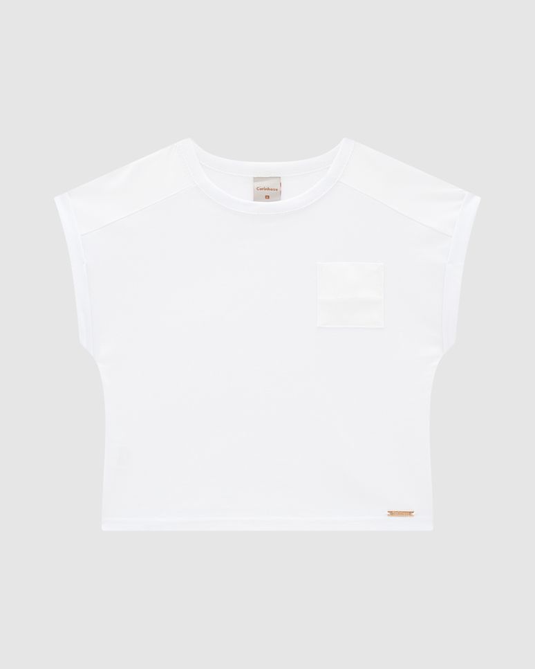 Blusa Menina Box Bolso Peitoral Em Algodão - Carinhoso