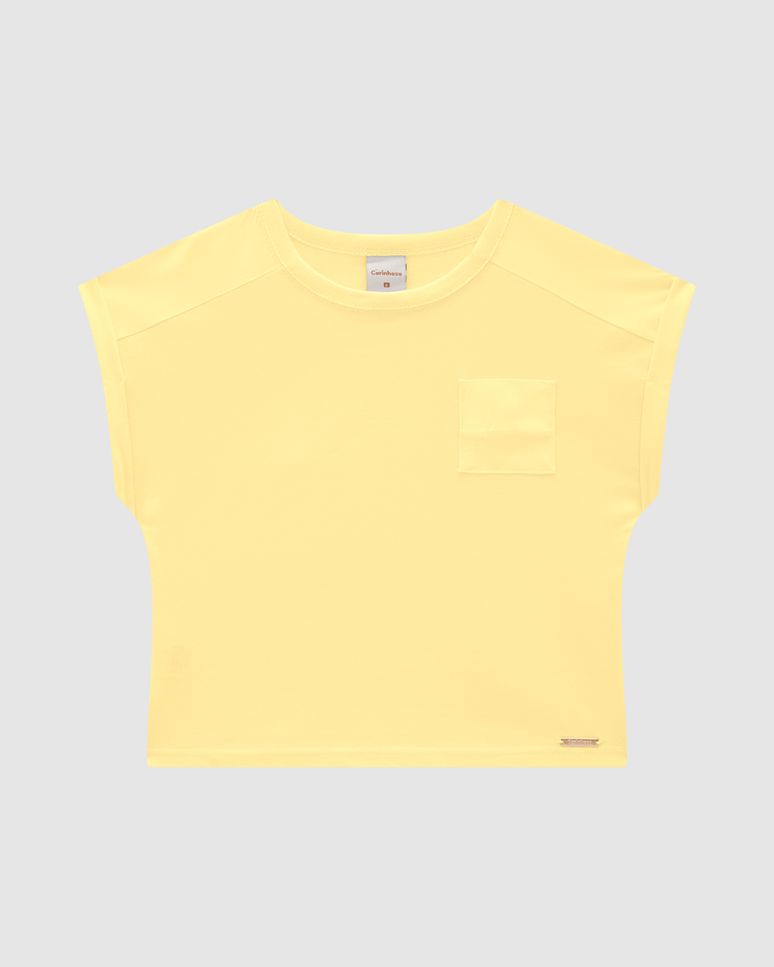 Blusa Menina Box Bolso Peitoral Em Algodão - Carinhoso