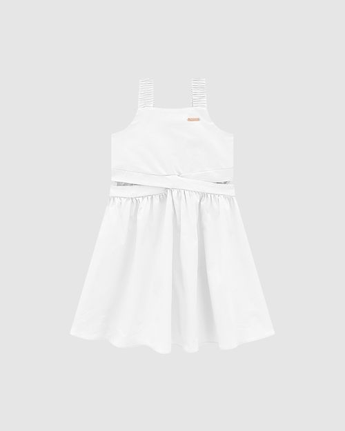 Vestido Menina Detalhe Transpassado Em Algodão Stretch - Carinhoso