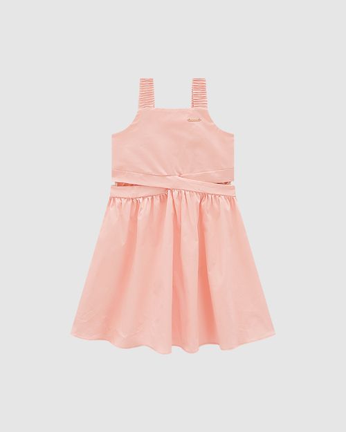 Vestido Menina Detalhe Transpassado Em Algodão Stretch - Carinhoso