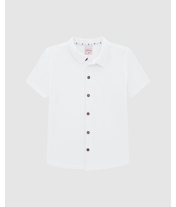 Camisa Menino Abotoamento Frontal Em Piquet Premium - Carinhoso