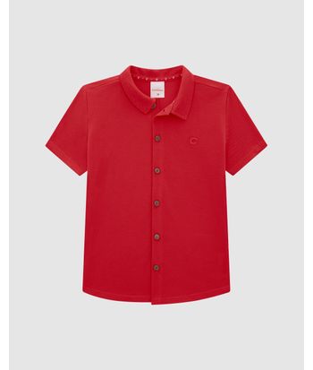 Camisa Menino Abotoamento Frontal Em Piquet Premium - Carinhoso