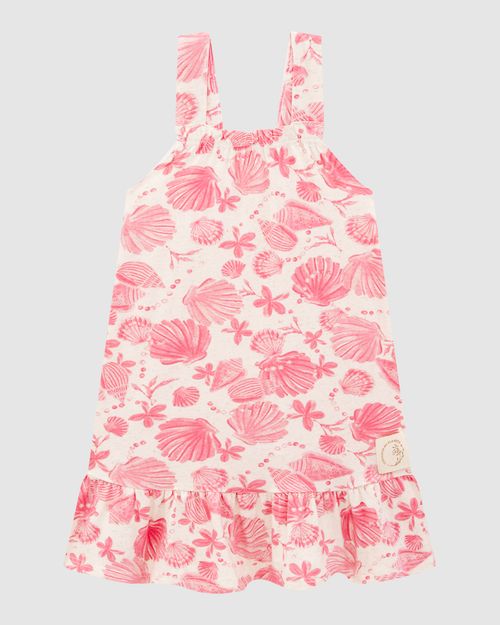 Vestido Menina Estampa Floral Em Viscolinho Texturizado - Carinhoso