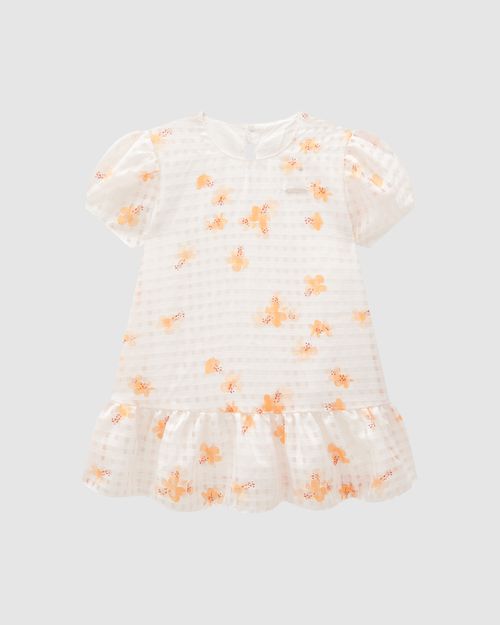 Vestido Menina Evasê Em Organza - Carinhoso