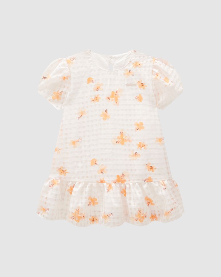 Vestido Menina Evasê Em Organza - Carinhoso