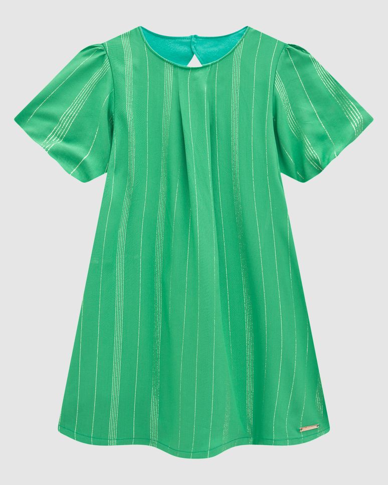 Vestido Menina Manga Balonê Em Viscose Lurex - Carinhoso
