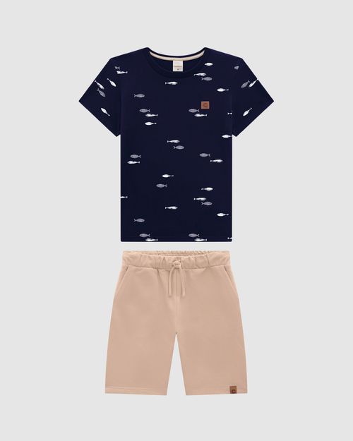 Conjunto Menino Bermuda Comfort Em Moletom Sarjado - Carinhoso