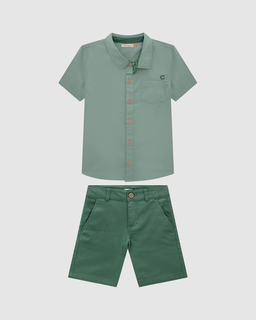 Conjunto Menino Camisa Manga Curta Em Algodão - Carinhoso