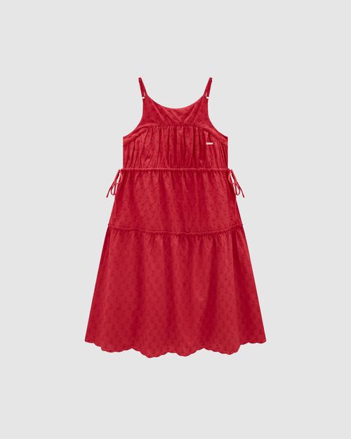Vestido Menina Midi Alça Regulável Em Laise Algodão - Carinhoso