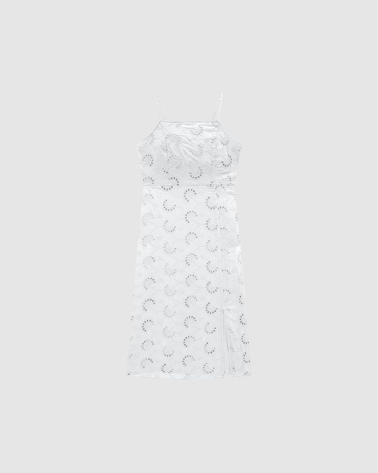 Vestido Midi Feminino Alça Fina Em Laise Algodão - ENFIM