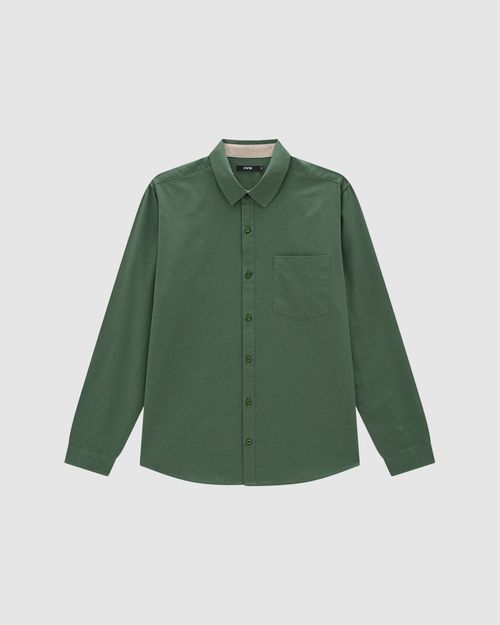 Camisa Masculina Regular Manga Longa Em Algodão Com Linho - ENFIM