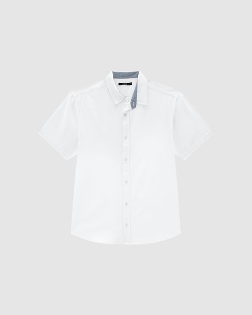Camisa Masculina Regular Manga Curta Em Algodão Com Linho - ENFIM