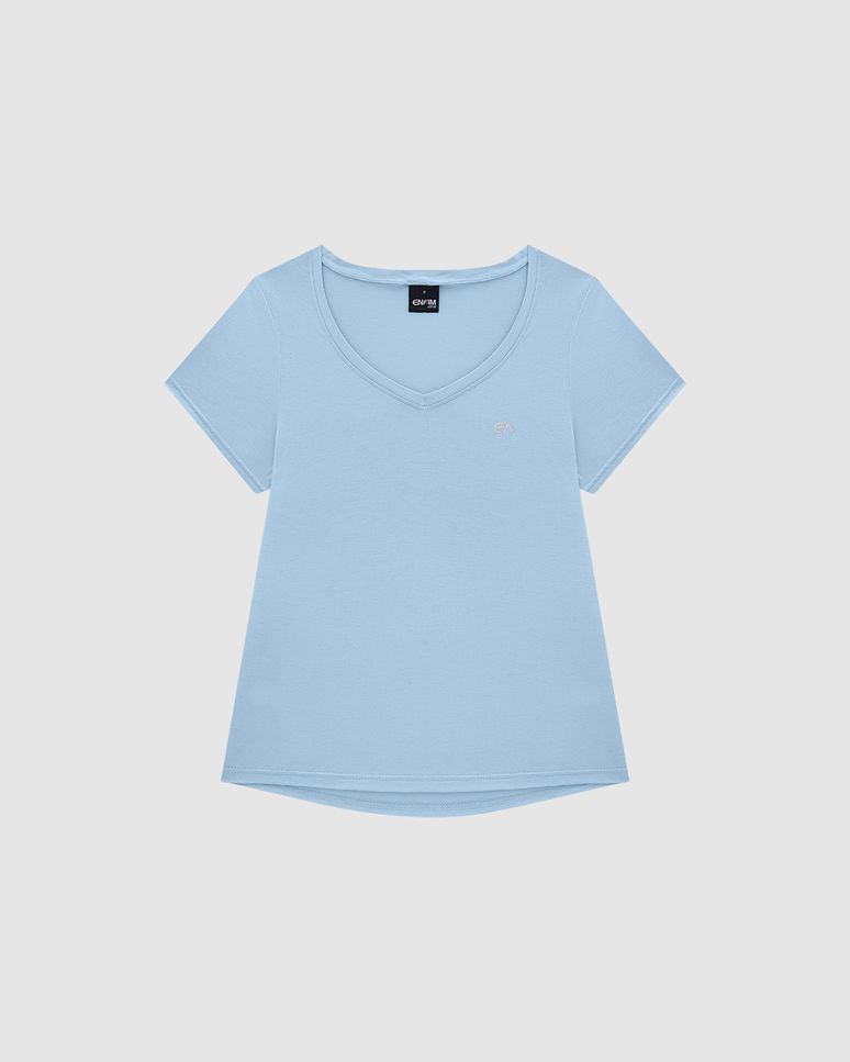 Blusa Slim Feminina Manga Curta Em Viscose Stretch - ENFIM
