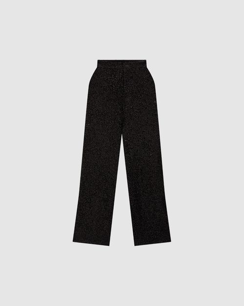 Calça Reta Feminina Cintura Alta Em Paetê - ENFIM