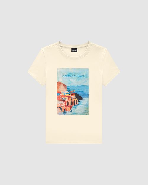 T-Shirt Feminina Slim Vivi Con Passione Em Algodão - ENFIM