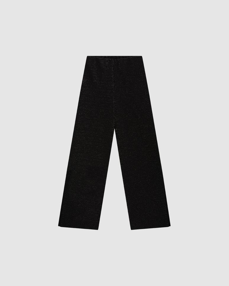 Calça Wide Leg Cropped Feminina Fenda Lateral Em Malha Lurex - ENFIM