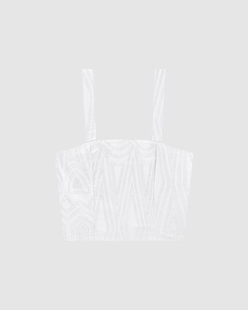 Blusa Cropped Feminina Em Tecido Bordado Geométrico - ENFIM