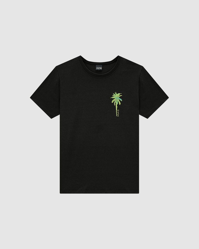 Camiseta Masculina Slim Estampa Frente E Costas Em Malha Linho - ENFIM