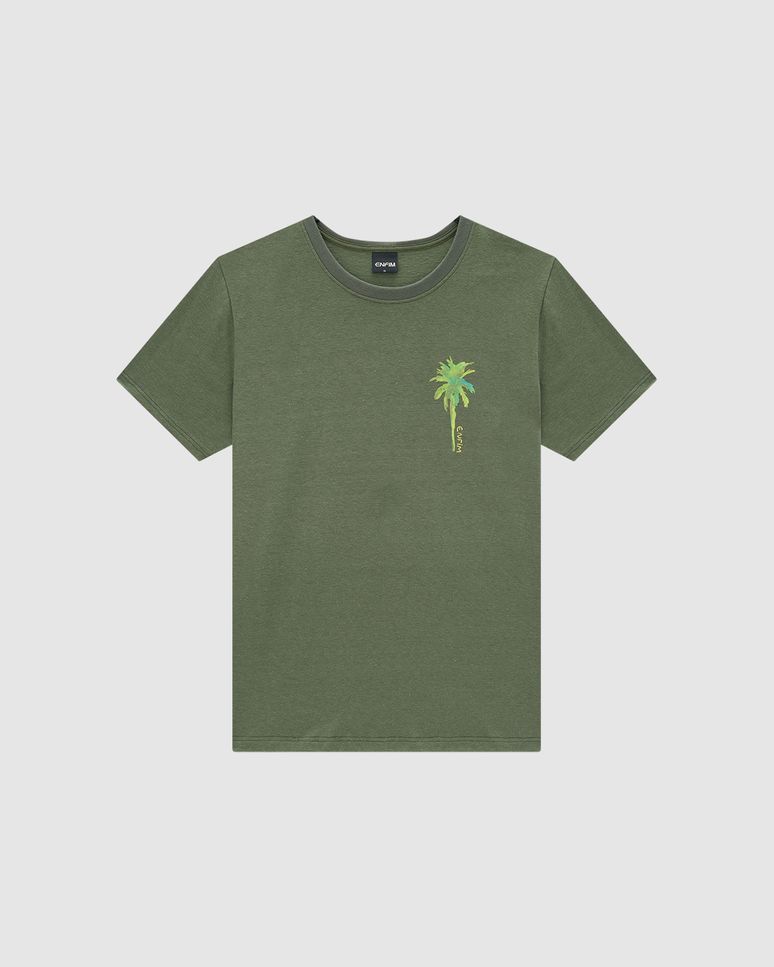 Camiseta Masculina Slim Estampa Frente E Costas Em Malha Linho - ENFIM