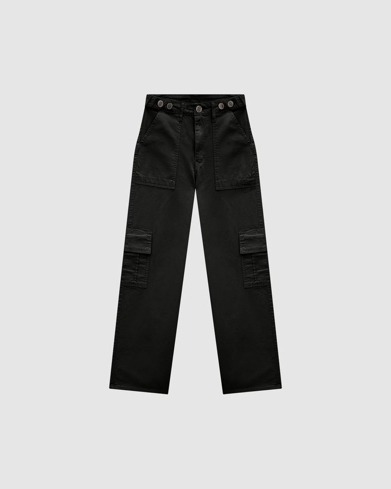 Calça Feminina Reta 90's Bolso Cintura Com Regulador Em Sarja - ENFIM