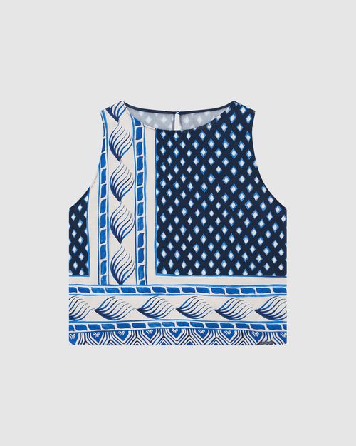 Regata Feminina Estampada Abertura Gota Costas Em Viscose - ENFIM