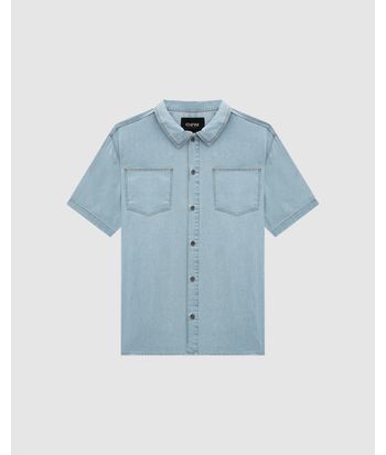 Camisa Masculina Relaxed Fit Bolso Peitoral Em Jeans Leve - ENFIM