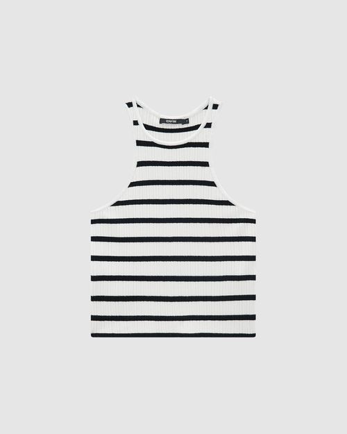 Regata Justa Feminina Listrada Decote Halter Neck Em Tricô De Viscose - ENFIM