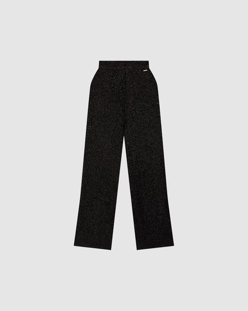 Calça Reta Feminina Cintura Alta Em Paetê - ENFIM