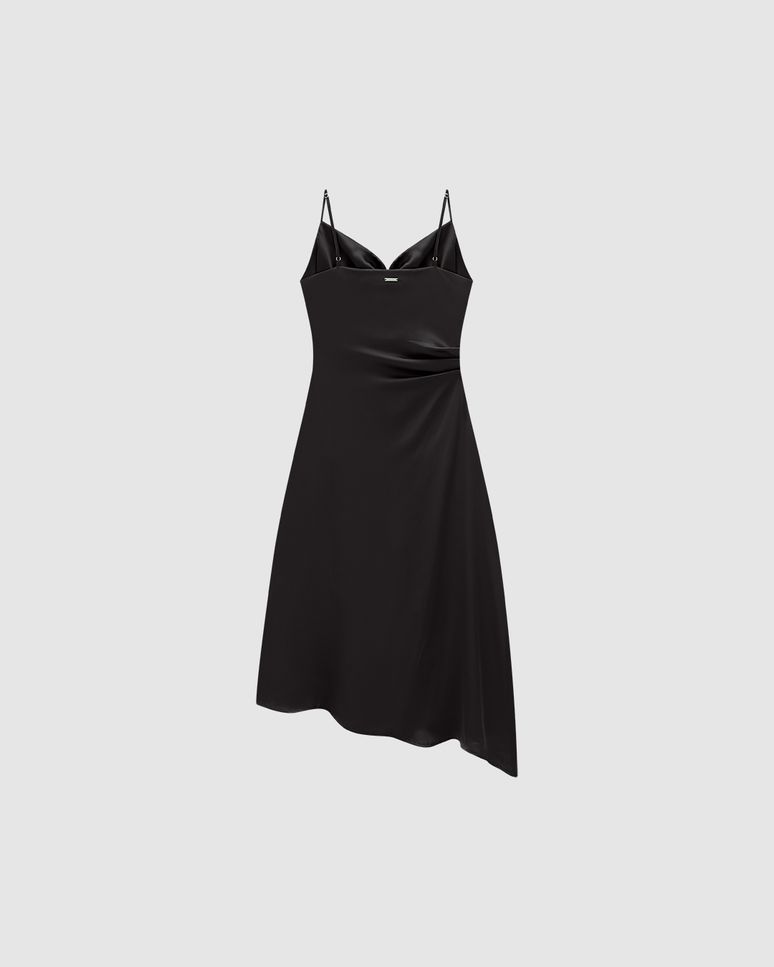 Vestido Midi Feminino Recorte Assimétrico Em Cetim - ENFIM