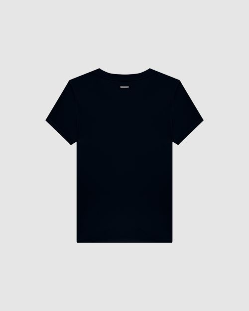 T-Shirt Feminina Slim Com Aplique Strass Em Algodão - ENFIM