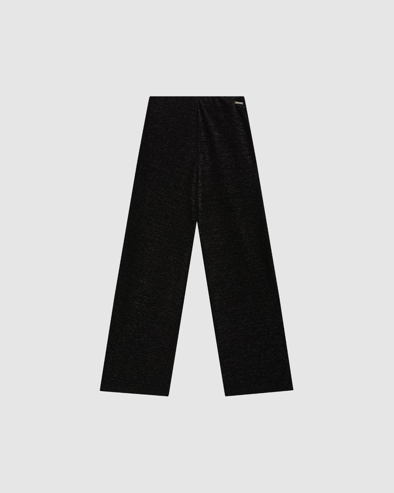 Calça Wide Leg Cropped Feminina Fenda Lateral Em Malha Lurex - ENFIM