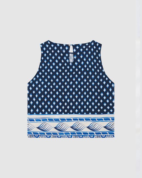 Regata Feminina Estampada Abertura Gota Costas Em Viscose - ENFIM