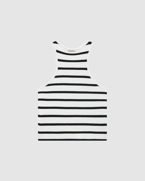 Regata Justa Feminina Listrada Decote Halter Neck Em Tricô De Viscose - ENFIM
