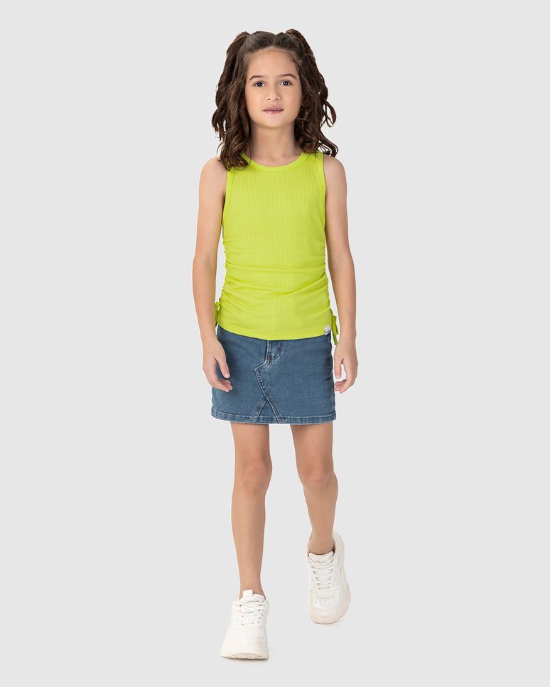 Regata Infantil Menina Laço Lateral Em Malha Viscose Canelada Malwee Kids
