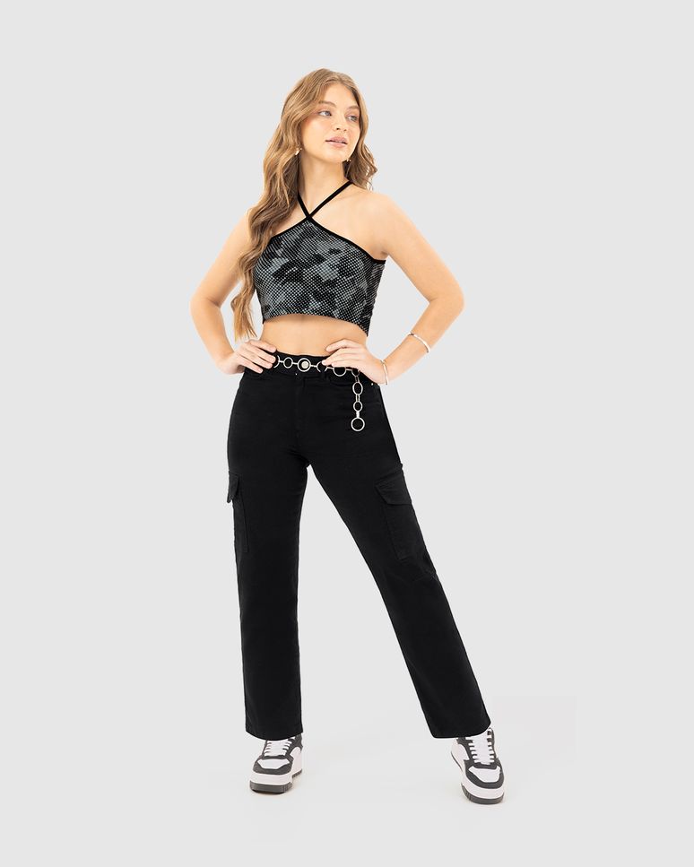 Calça Menina Straight Cargo Cintura Alta Em Sarja Stretch Malwee Kids