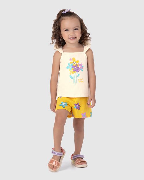 Conjunto Infantil Menina Estampa Flores Em Malha Malwee Kids